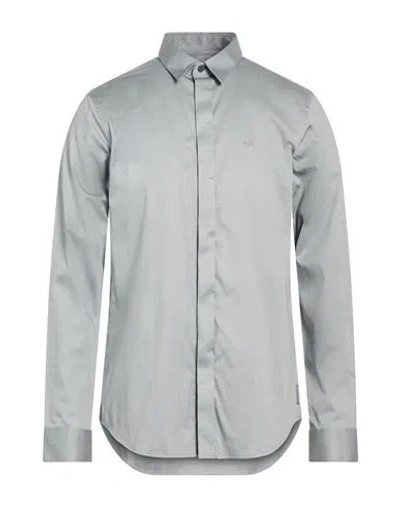 Armani Exchange Man Shirt Light Grey Size L Cotton, Elastane In Gray