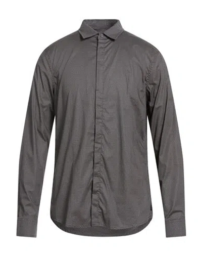 Armani Exchange Man Shirt Midnight Blue Size L Cotton, Elastane In Gray