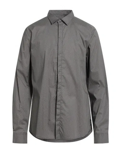 Armani Exchange Man Shirt Midnight Blue Size S Cotton, Elastane In Gray