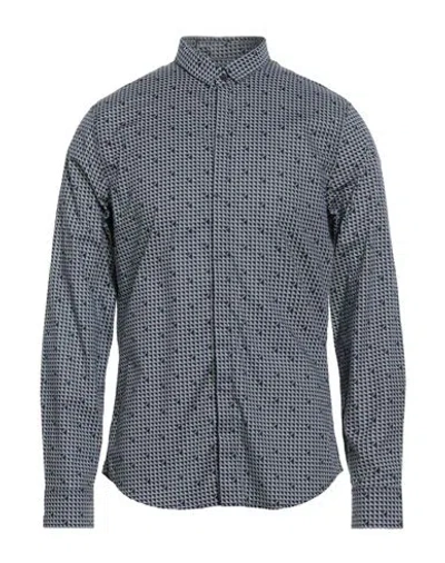 Armani Exchange Man Shirt Midnight Blue Size S Cotton, Elastane
