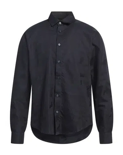 Armani Exchange Man Shirt Midnight Blue Size S Cotton, Polyester