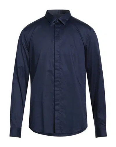 Armani Exchange Man Shirt Midnight Blue Size Xl Cotton