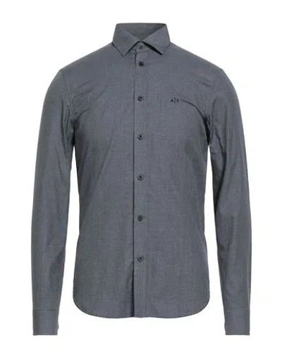 Armani Exchange Man Shirt Midnight Blue Size Xs Cotton In Gray