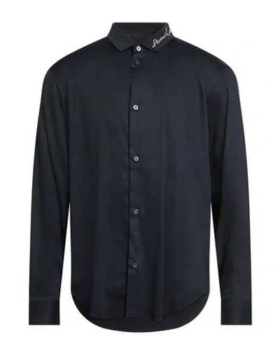 Armani Exchange Man Shirt Midnight Blue Size Xs Cotton, Elastane In Black