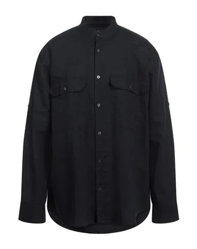 Armani Exchange Man Shirt Midnight Blue Size Xxl Linen, Cotton In Blue