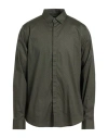 Armani Exchange Man Shirt Military Green Size L Cotton, Elastane In Green