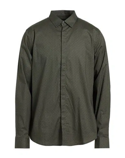 Armani Exchange Man Shirt Military Green Size L Cotton, Elastane