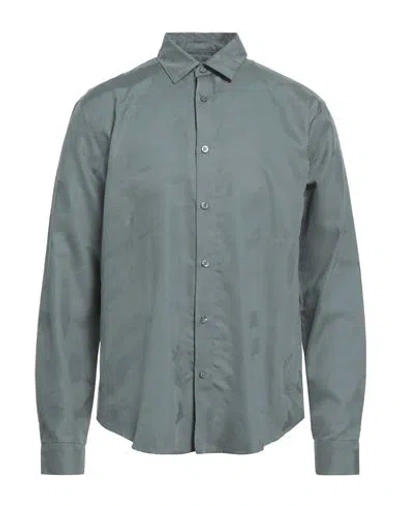 Armani Exchange Man Shirt Military Green Size M Cotton, Polyester In Gray