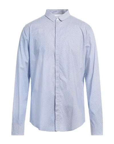 Armani Exchange Man Shirt Navy Size Xs Cotton, Elastane In Navy Blue