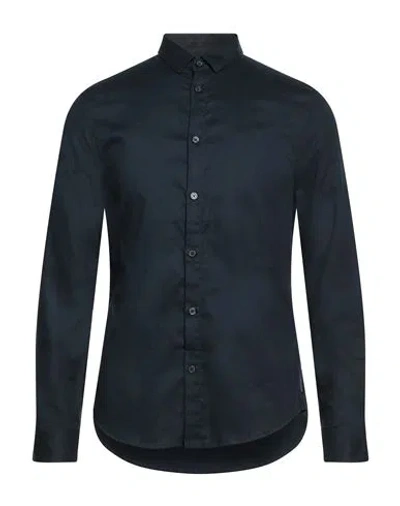 Armani Exchange Man Shirt Navy Size L Cotton In Blue