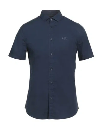 Armani Exchange Man Shirt Navy Size S Cotton In Blue