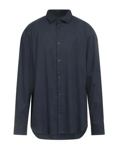 Armani Exchange Man Shirt Navy Size Xxl Cotton In Blue