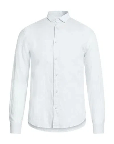 Armani Exchange Man Shirt Sky Blue Size Xs Linen In White