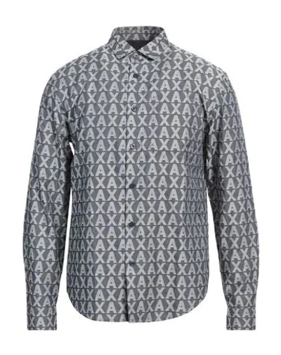 Armani Exchange Man Shirt Slate Blue Size L Cotton In Blue
