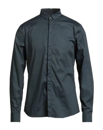 Armani Exchange Man Shirt Slate Blue Size L Cotton, Elastane
