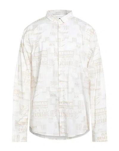 Armani Exchange Man Shirt White Size L Cotton, Elastane