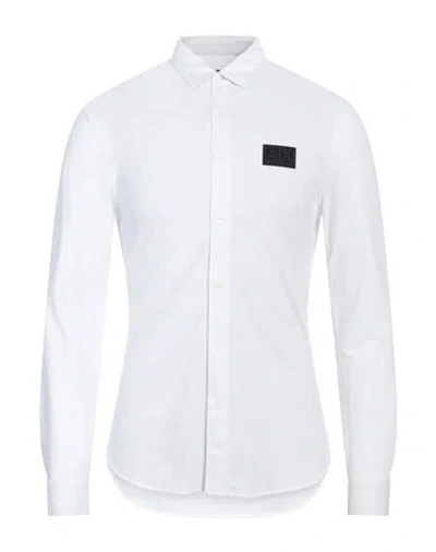 Armani Exchange Man Shirt White Size Xxl Cotton, Elastane In White
