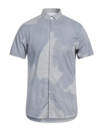 Armani Exchange Man Shirt White Size S Cotton, Elastane In Blue