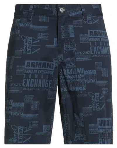 Armani Exchange Man Shorts & Bermuda Shorts Navy Size 33 Cotton, Elastane In Blue