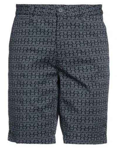 Armani Exchange Man Shorts & Bermuda Shorts Navy Size 33 Cotton, Elastane