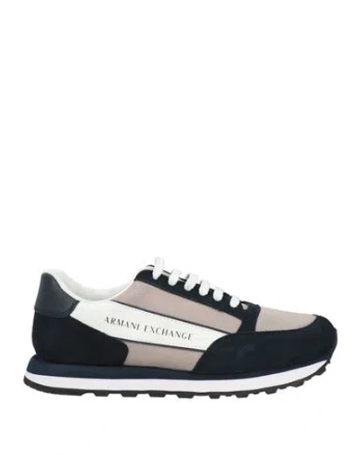 Armani Exchange Man Sneakers Beige Size 9 Cow Leather, Polyamide, Polyester, Polyurethane In Multi