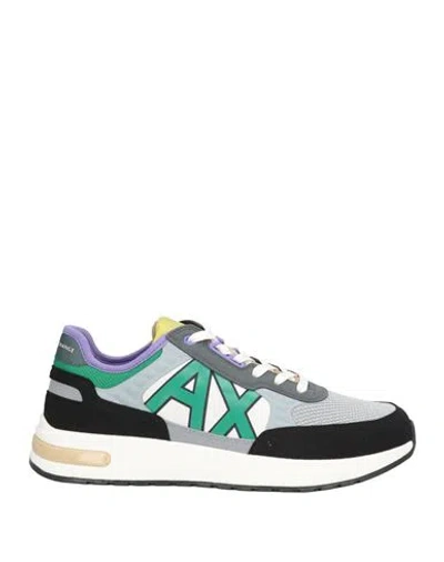 Armani Exchange Man Sneakers Black Size 6 Polyester, Polyurethane In Multi