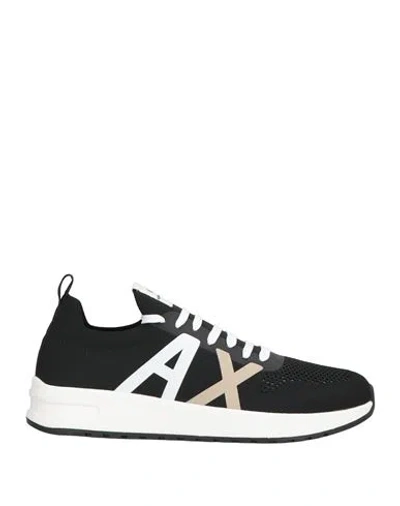 Armani Exchange Man Sneakers Black Size 9 Polyester, Thermoplastic Polyurethane