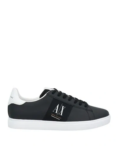 Armani Exchange Man Sneakers Black Size 6.5 Polyester, Polyurethane Coated