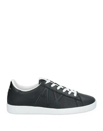 Armani Exchange Man Sneakers Black Size 7 Cow Leather, Polyester