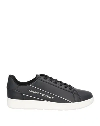 Armani Exchange Man Sneakers Black Size 12 Cow Leather, Polyester, Polyurethane