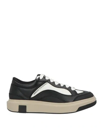 Armani Exchange Man Sneakers Black Size 7 Polyurethane, Polyester
