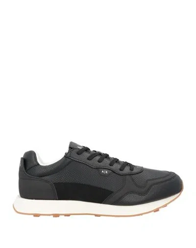 Armani Exchange Man Sneakers Black Size 7.5 Polyester, Polyurethane, Elastane