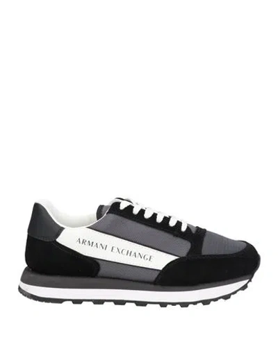 Armani Exchange Man Sneakers Black Size 8 Bovine Leather, Polyamide, Polyester, Polyurethane