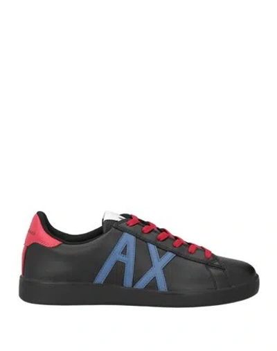 Armani Exchange Man Sneakers Black Size 7 Bovine Leather, Polyurethane, Polyester, Polyamide