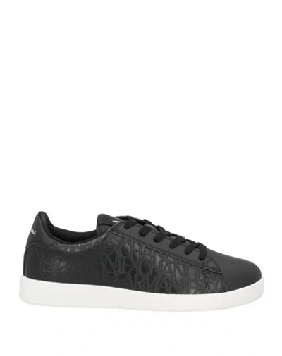 Armani Exchange Man Sneakers Black Size 8 Textile Fibers