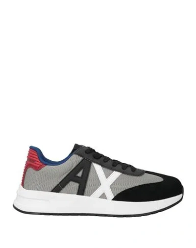 Armani Exchange Man Sneakers Black Size 8.5 Leather, Textile Fibers, Synthetic Material