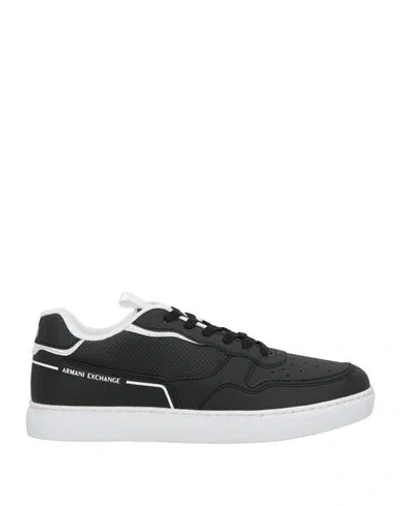 Armani Exchange Man Sneakers Black Size 8.5 Textile Fibers In Multi