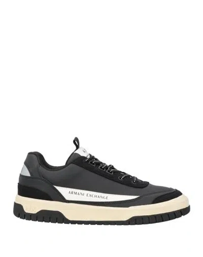 Armani Exchange Man Sneakers Black Size 9 Polyester, Polyurethane