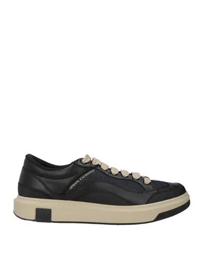 Armani Exchange Man Sneakers Black Size 9 Polyester, Polyurethane Coated, Cotton