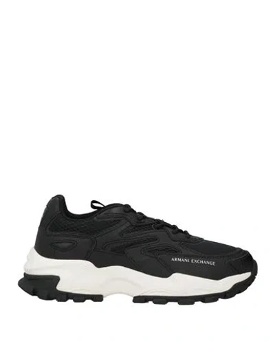 Armani Exchange Man Sneakers Black Size 8 Polyester, Polyurethane Coated, Thermoplastic Polyurethane