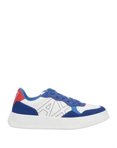 Armani Exchange Man Sneakers Bright Blue Size 9 Cow Leather, Polyester, Polyurethane