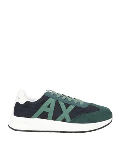 Armani Exchange Man Sneakers Dark Green Size 7 Polyester, Polyurethane