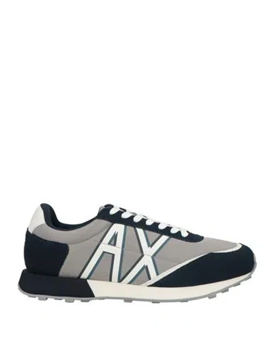 Armani Exchange Man Sneakers Grey Size 9 Polyamide, Cow Leather, Polyester, Polyurethane In Gray