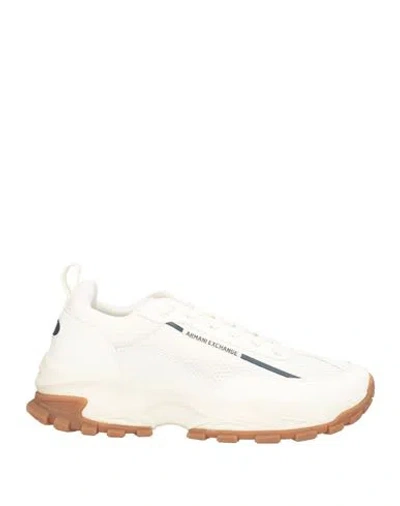 Armani Exchange Man Sneakers Ivory Size 6 Polyester, Polyurethane In White
