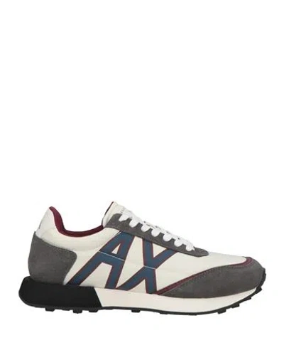 Armani Exchange Man Sneakers Ivory Size 7 Polyamide, Cow Leather, Polyester, Polyurethane In White