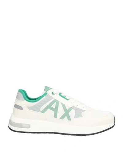 Armani Exchange Man Sneakers Ivory Size 9 Polyester, Polyurethane In White