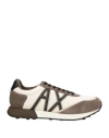 Armani Exchange Man Sneakers Khaki Size 9 Polyamide, Cow Leather, Polyester, Polyurethane In Neutral