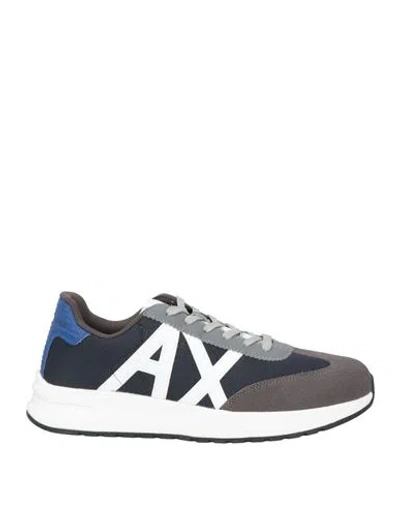 Armani Exchange Man Sneakers Lead Size 7 Leather, Textile Fibers, Synthetic Material In Multi