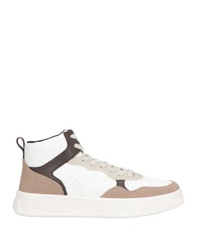 Armani Exchange Man Sneakers Light Brown Size 9 Polyester, Cow Leather In Beige