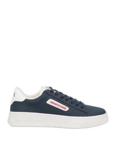 Armani Exchange Man Sneakers Midnight Blue Size 6 Polyester, Polyurethane Coated